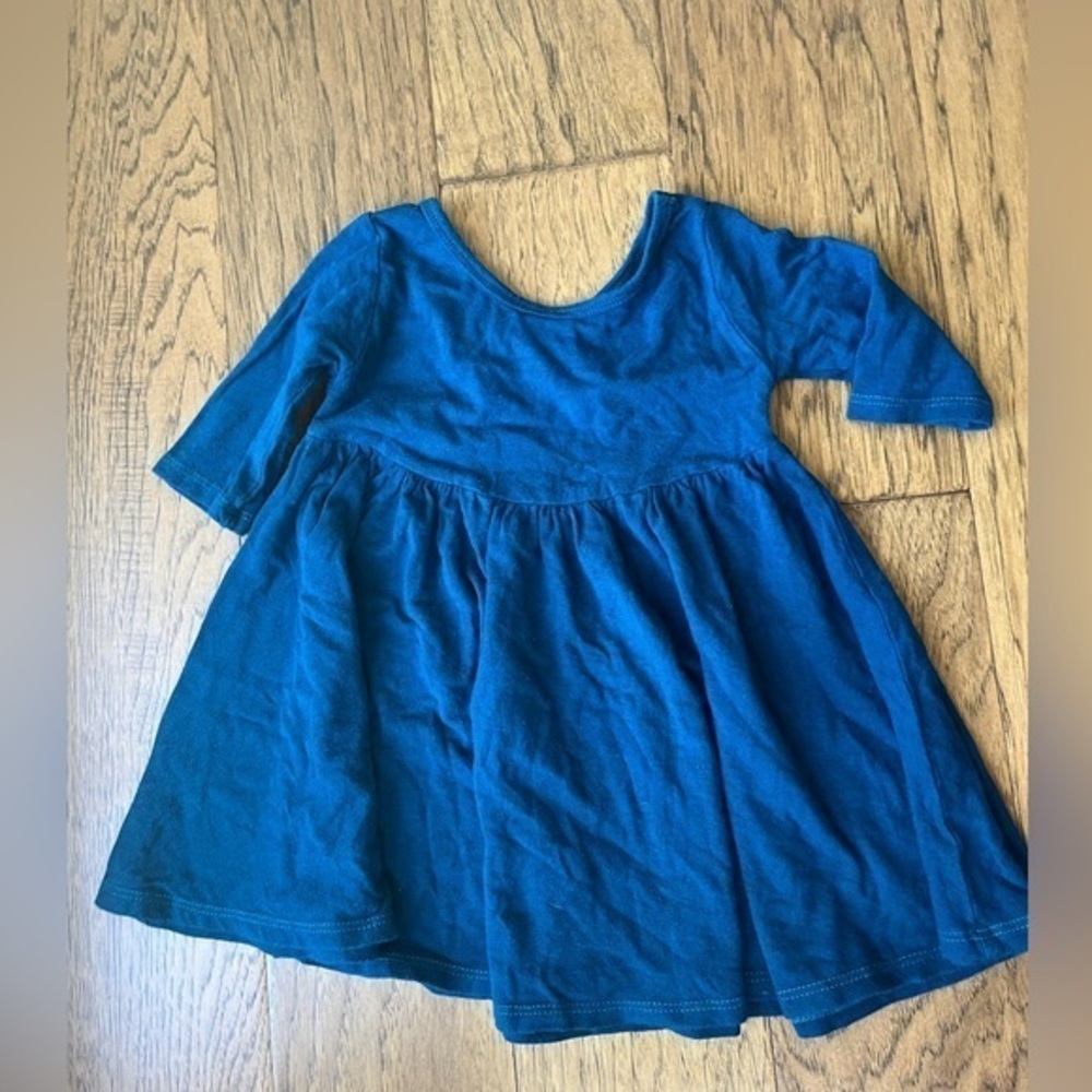 Vivie & Ash Bamboo Three Quarter Sleeve Twirly Dress, Blue/Teal, Size 2T, GUC - Picture 2 of 3